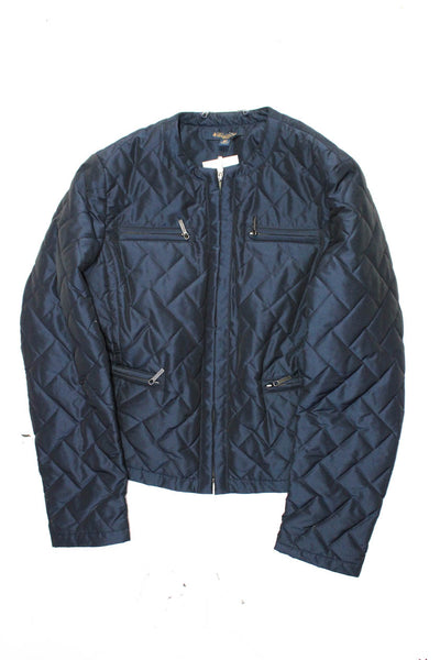 Brooks Brothers Kids Round Neck Full Zip Long Sleeves Quilted Coat Blue Size 8P