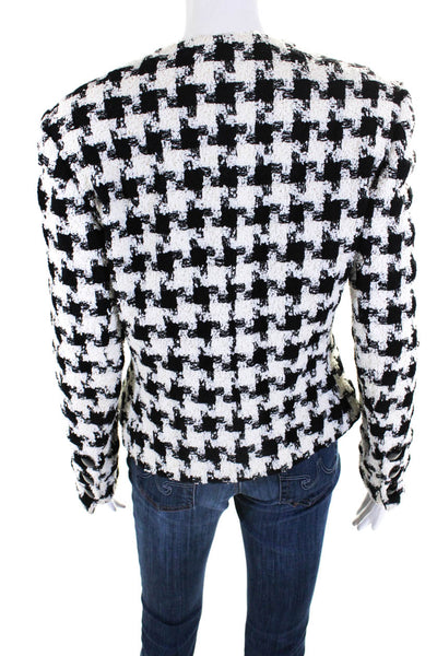 Akris Women's Checkered Five Button Fully Lined Blazer White Black Size 10
