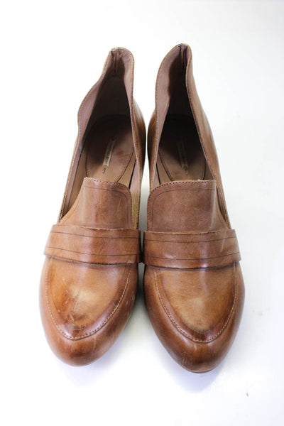 Max Studio Womens Leather Loafer Pumps Brown Size 10 Medium