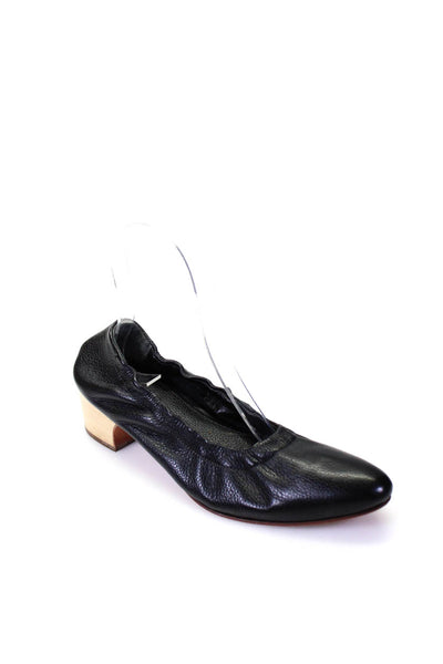 Rachel Comey Womens Leather Almond Toe Scrunch Ballet Flat Pumps Black Size 7.5