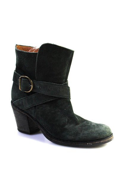 FIORENTINI + BAKER Womens Suede Belted Ankle Boots Green Size 35 5