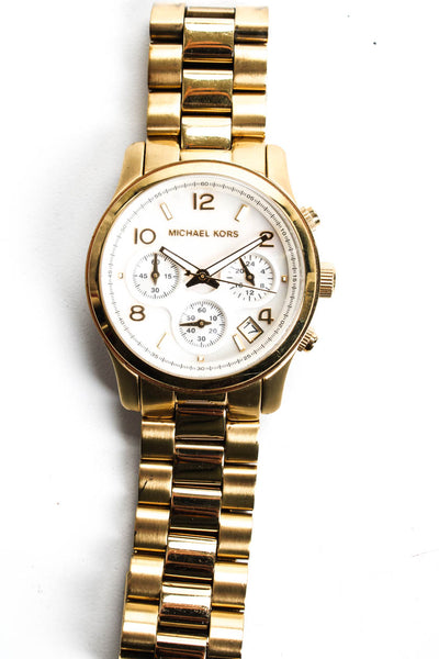 Michael Michael Kors Womens Gold Tone Stainless Steel Crystal 251004 Wrist Watch