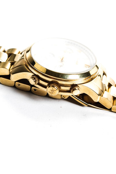 Michael Michael Kors Womens Gold Tone Stainless Steel Crystal 251004 Wrist Watch
