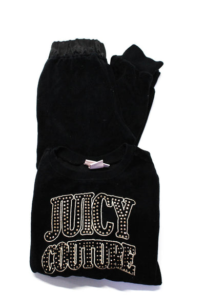 Juicy Couture Girls Black Velour Pullover Sweater Top Matching Pants Set Size6 4