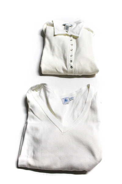 Petit Bateau Boys Polo Shirt V Neck Tee White Size 14 S Lot 2