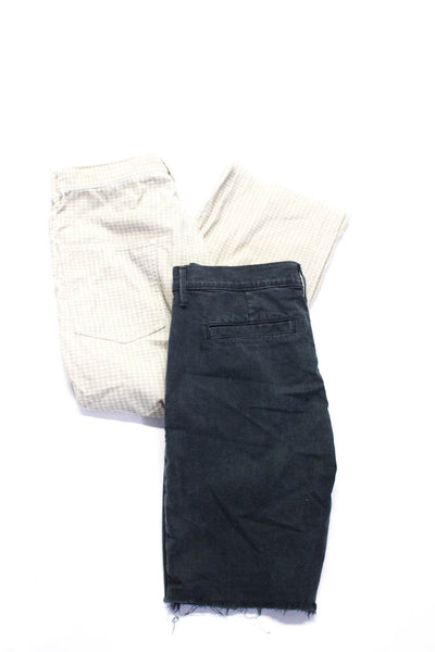 Mother Massimo Alba Womens Denim Shorts Plaid Pants Blue White Size 28 29 Lot 2