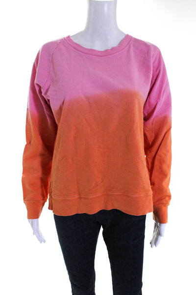 Splits 59 Womens Crew Neck Terry Ombre Gradient Sweatshirt Pink Orange Medium