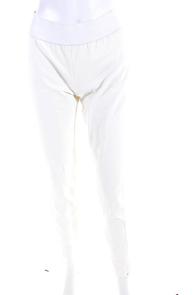 Stella McCartney Women's High Rise Ruched Zip Up Tapered Pants  White Size S