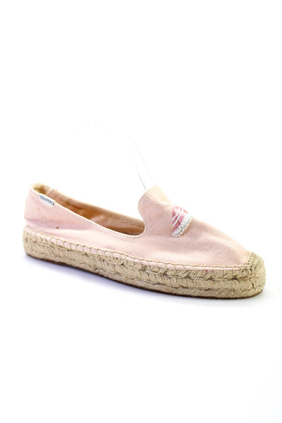 Soludos Womens Espadrille Slip-On Embroidered Graphic Textured Shoes Pink Size 9