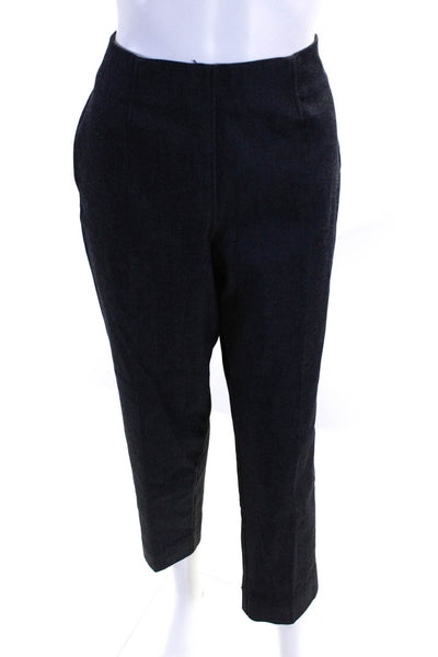 Piazza Sempione Womens Straight Leg Cropped Pleat Front Pants Navy Blue Size 48
