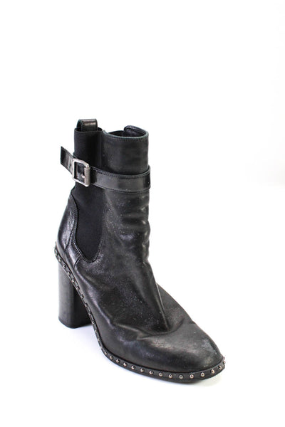 Rag & Bone Womens Studded Leather Block Heel Pull On Ankle Boots Black Size 38 8