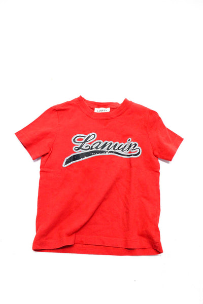 Lanvin Girls Cotton Graphic Wording Short Sleeve Round Neck T-Shirt Red Size 4