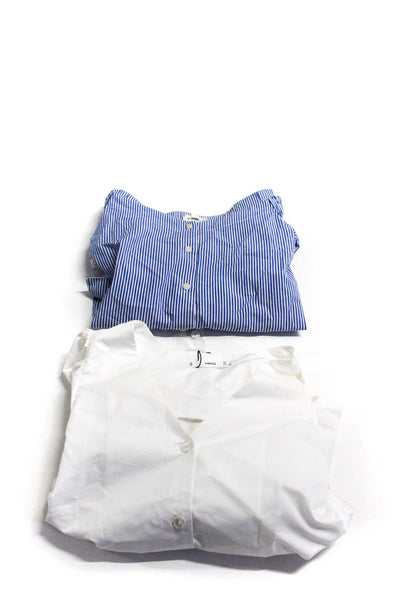 MNG Stitch & Knot Womens Cotton Striped Button Collared Tops Blue Size S 4 Lot 2