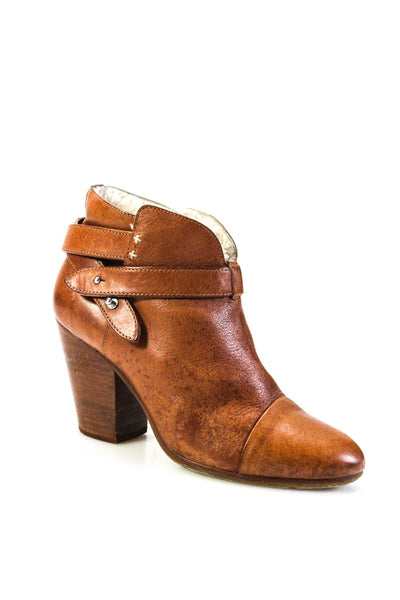 Rag & Bone Women's Leather Block Heel Pull On Ankle Boots Brown Size 38
