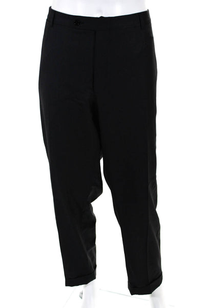 Ermenegildo Zegna Mens 100% Wool Flat Front Straight Dress Pants Black Size 72