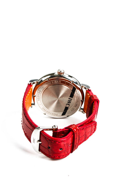 IWC Schaffhausen Womens Red Alligator Diamond Portofino Automatic 37 Watch