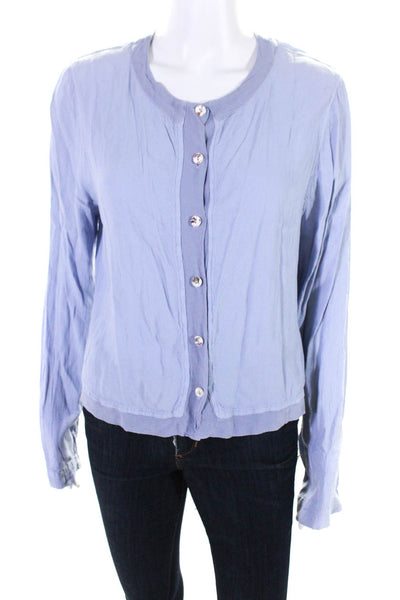 Ghost Womens Long Sleeve Crepe Button Up Shirt Blouse Light Blue Size Small