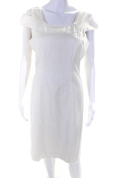 Milly Of New York Womens Cotton Cut Out Sleeveless Pencil Dress Ivory Size 8