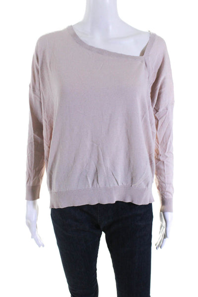 Maje Womens Asymmetrical Dolman Sleeve Sweater Light Pink Cotton Silk Size 1