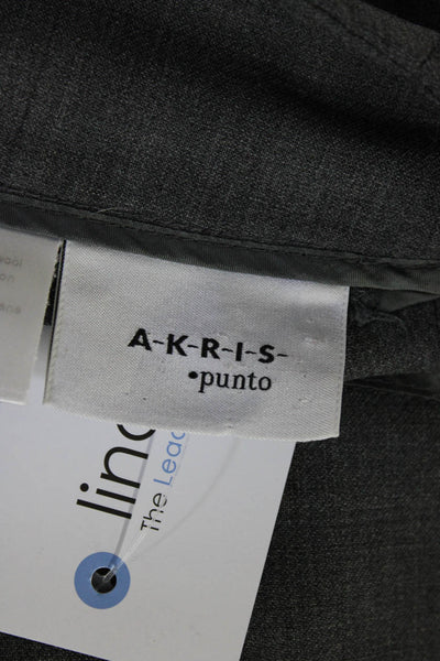 Akris Punto Women's Wool Straight Leg Pleated Dress Pants Gray Size 14