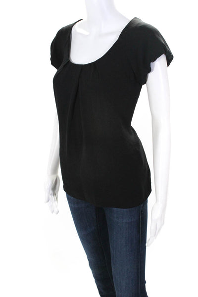 Theory Womens Short Sleeves Besette Blouse Black Size Small