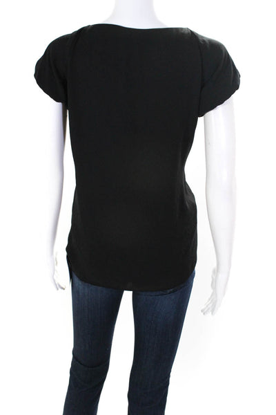 Theory Womens Short Sleeves Besette Blouse Black Size Small