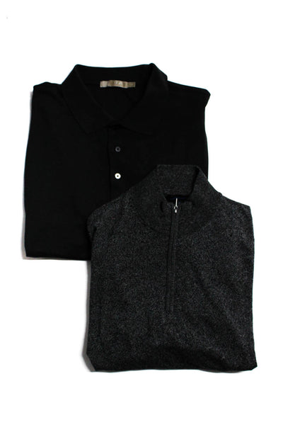 Raffi Patrick Assaraf Mens Polo Shirt Henley Sweater Black Medium Large Lot 2