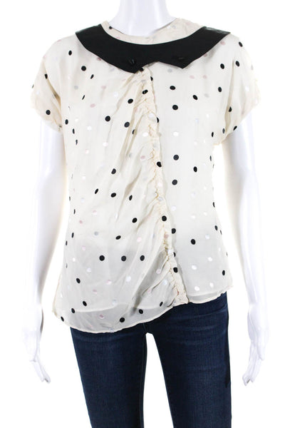 Marc By Marc Jacobs Women's Round Neck Short Sleeves Blouse Polka Dot Size 6