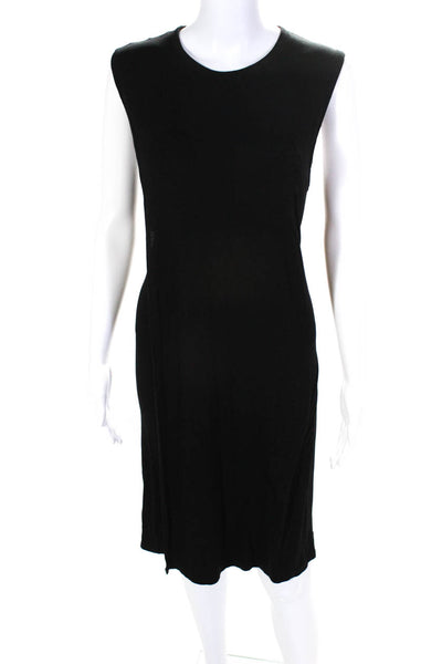 Alexander Wang Women's Round Neck Sleeveless Slit Hem Midi Dress Black Size S
