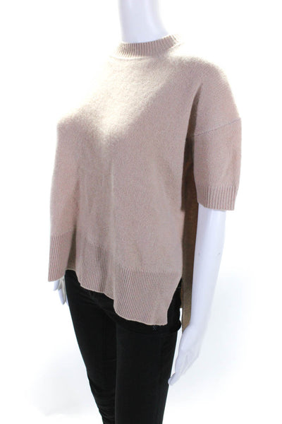C by Bloomingdales Women's Crewneck Short Sleeves Cashmere Sweater Beige Size XS