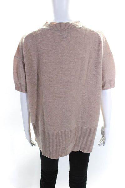 C by Bloomingdales Women's Crewneck Short Sleeves Cashmere Sweater Beige Size XS