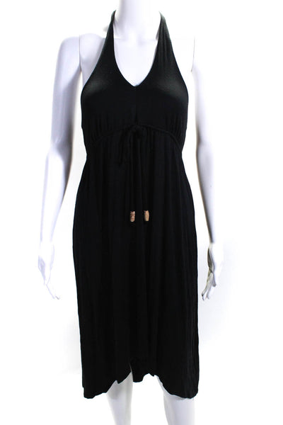Ella Moss Women's Halter Neck Hi-Lo Hem Midi Dress Black Size XS