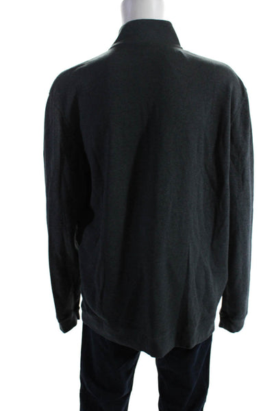 Johnnie-o Mens Gray Cotton Half Zip Mock Neck Pullover Sweatshirt Top Size XXL