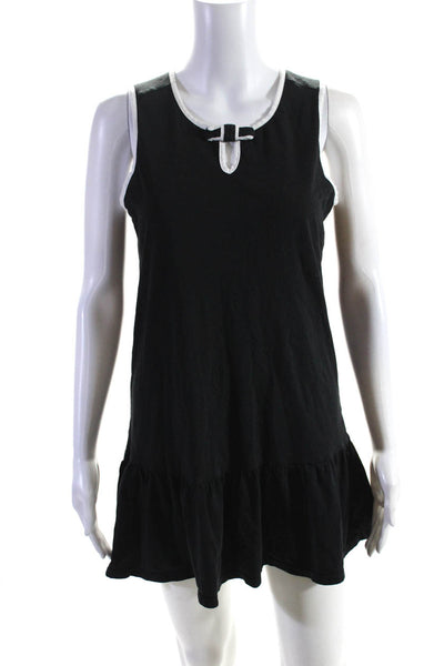 Kate Spade Women's Scoop Neck Sleeveless Tiered Hem Mini Dress Black Size M