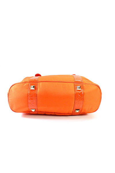 Lamb Women's Leather Trim Studded Top Handle Tote Bag Orange Size M