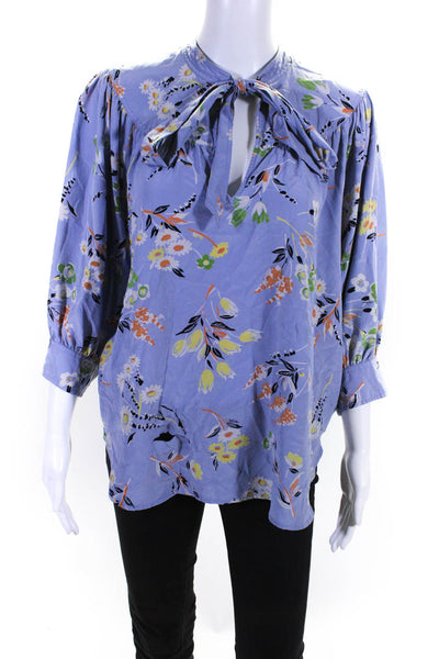 Polo Ralph Lauren Womens Purple Floral Neck Tie Top Size 10 12667107