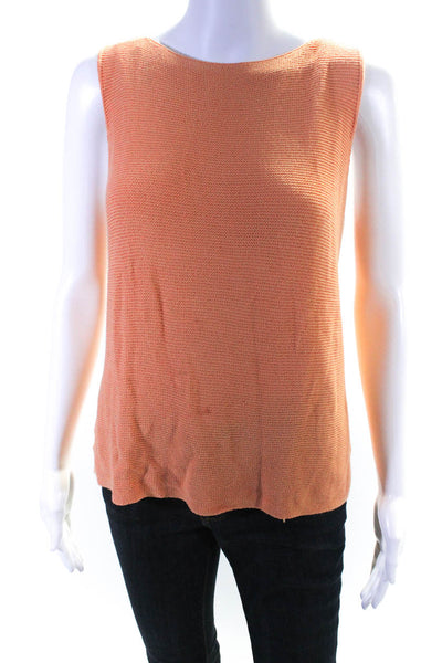 Margaret OLeary Womens Orange Crew Neck Sleeveless Knit Tank Top Size L