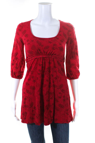 Ella Moss Girls Scoop Neck 3/4 Sleeves Empire Waist Dress Red Size XS