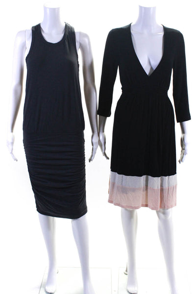 Ella Moss Sundry Women's Long Sleeve V-Neck A-line dress Black Size M 1, Lot 2