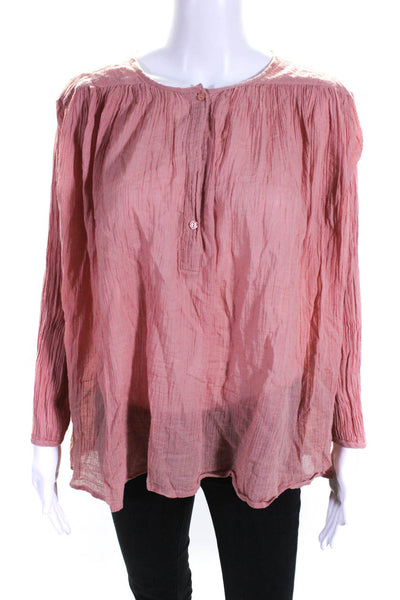 Ba&Sh Women's Cotton Long Sleeve Button Up Blouse Pink Size 2