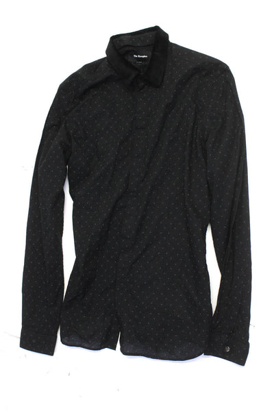 The Kooples Mens Spotted Button Down Shirt Black Cotton Size Extra Small
