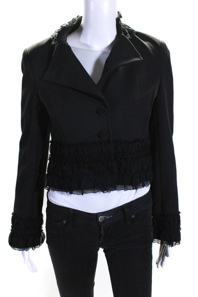 Cynthia Cynthia Steffe Womens Chiffon Ruffle Blazer Jacket Black Size 6