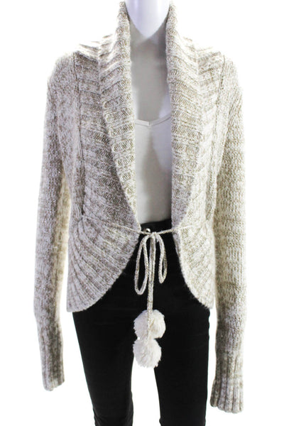 Juicy Couture Women's Collar Open Front Sweater Cardigan Gold Size M