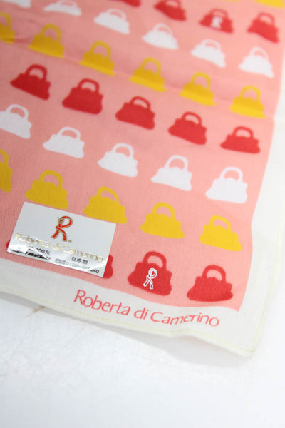Roberta Di Camerino Multicolor Cotton Handbag Grahic Print Straight Edge Scarf