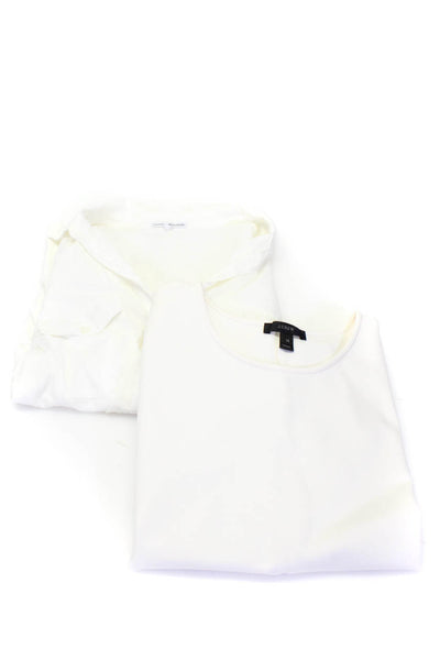 Standard James Perse J Crew Womens Ruffled Collared Shirts White Size XS 3 Lot 2