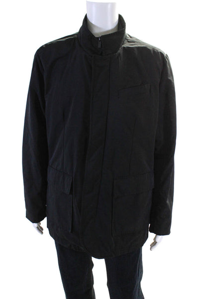 J. M. Haggar Men's Collar Long Sleeves Pockets Coat Black Size L