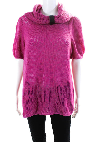 Marc By Marc Jacobs Women's Hood Long Sleeves Mesh Blouse Pink Size L