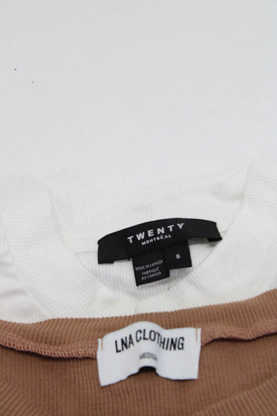 Twenty Montreal LNA Womens Ribbed Knit Cropped Shirts White Brown Size -  Shop Linda's Stuff