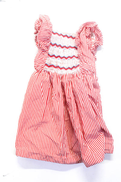 Jacadi Childrens Girls Smocked Striped Sleeveless Dress Red White Size 36M