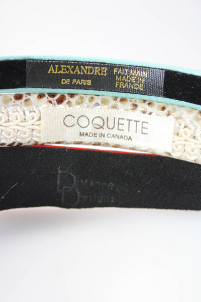 Coquette Alexandre Womens Animal Printed Leather Headbands Red Brown Blue Lot 3